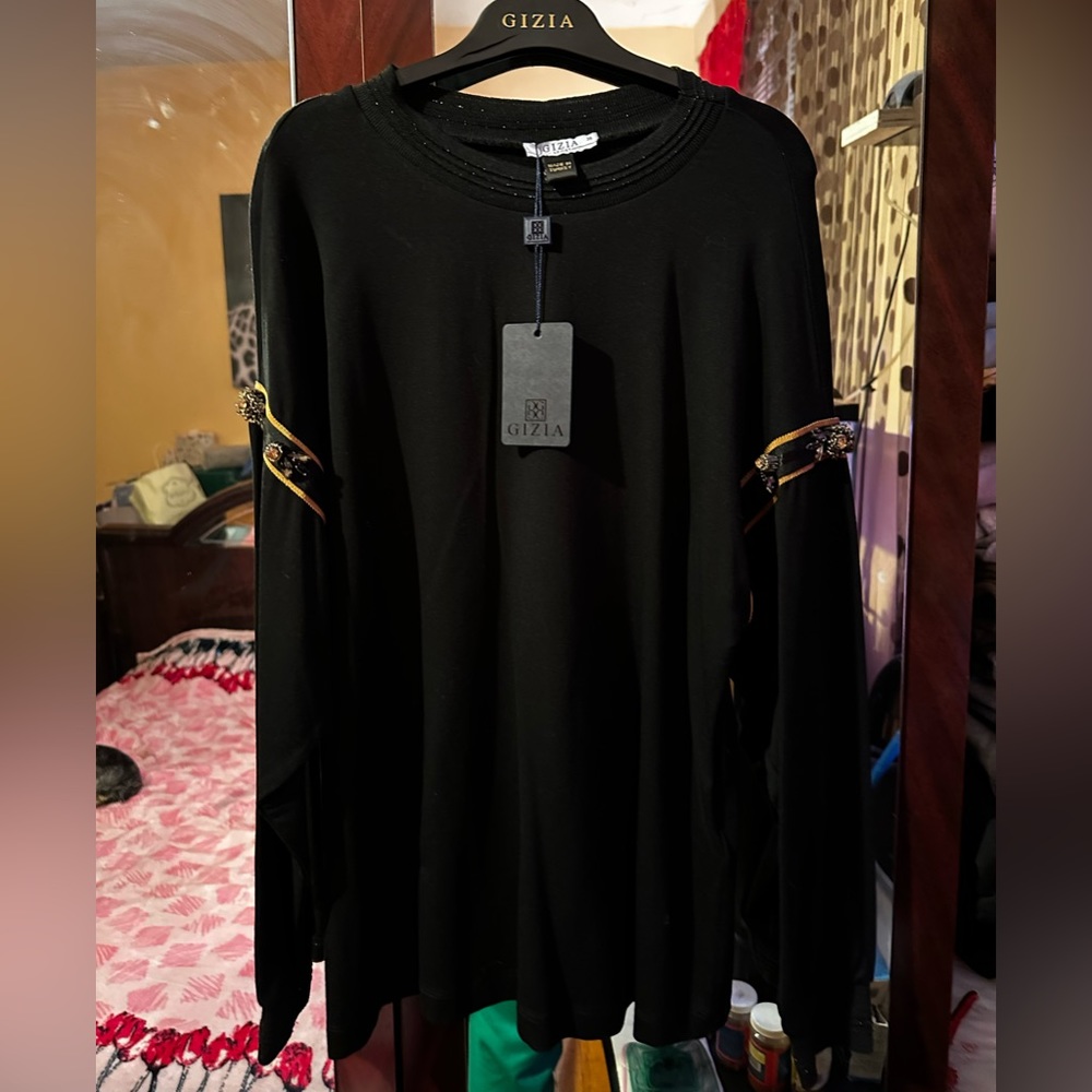 Brand New! GIZIA Women’s Long Sleeve Shirt With Real Crystals Size 38